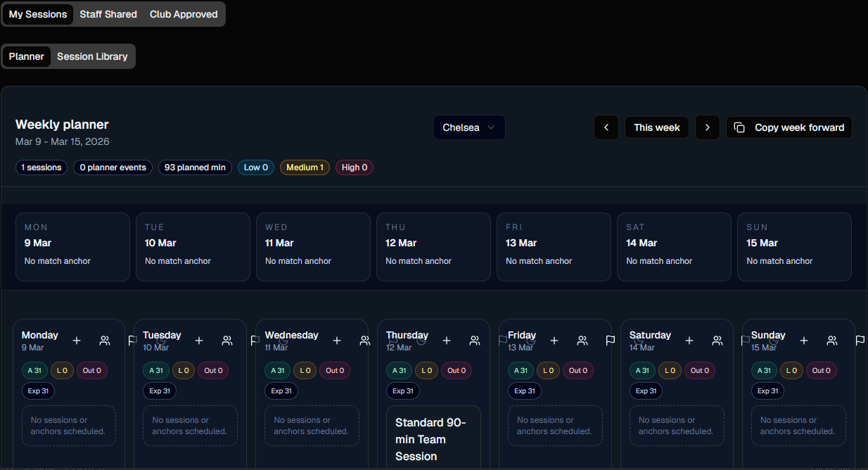Session Planner preview